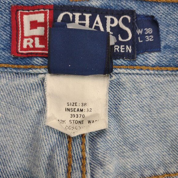Vintage 90s Chaps Ralph Lauren Men's 38x32 Stone Wash Straight Leg Jeans Relaxed - Picture 4 of 9